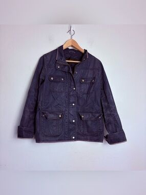 J.Crew Downtown Field Jacket Navy Oiled Cotton Size Medium